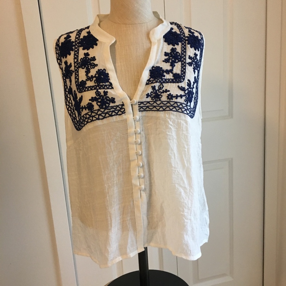 GB white and blue blouse
